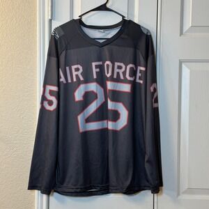 Airforce Gray 25 Long Sleeve Hockey Jersey Top with Shoulder Designs Uniswx Sz M